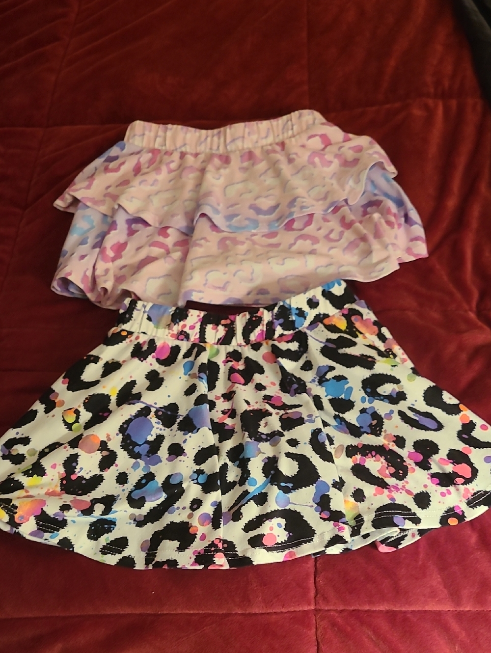 Pixie Lane Girls Skirt Set — Neon Leopard & Pastel Print